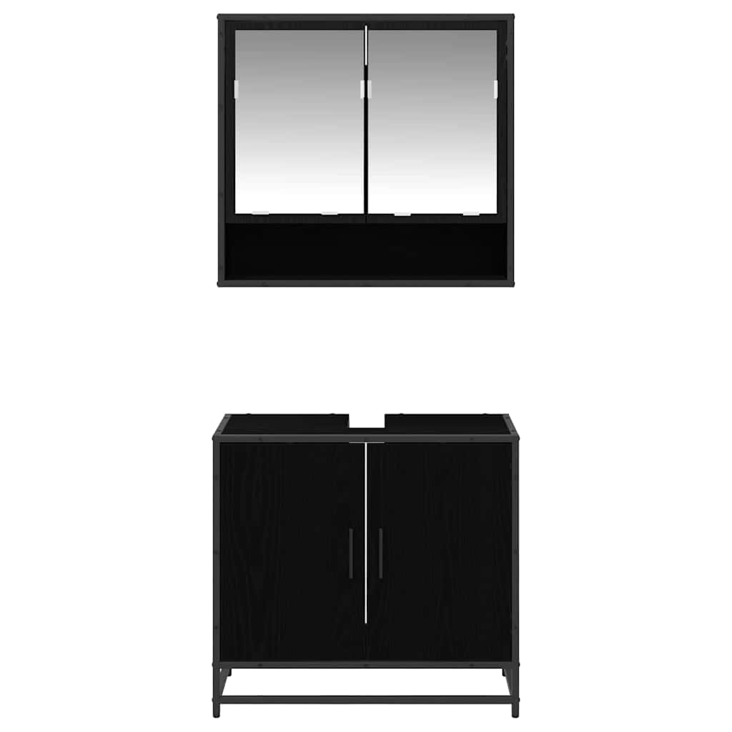 Set di mobili per il bagno 2 pcs Rovere Nero Legno multistrato 3402347