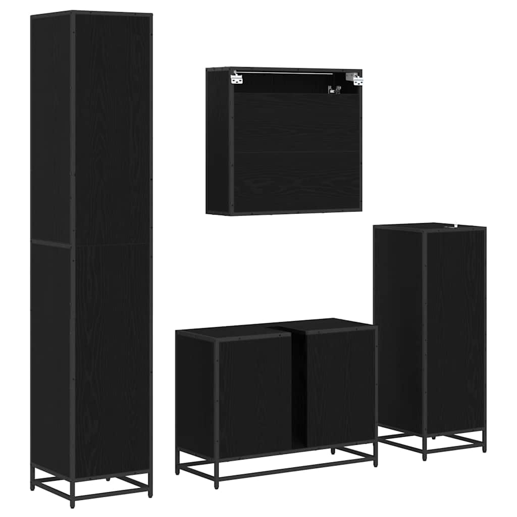 Set di mobili per il bagno 4 pcs Rovere nero 80 x 33 x 60 cm 3402353