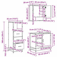 Set di mobili per il bagno 3 pcs Legno vecchio 65 x 33 x 60 cm 3402369