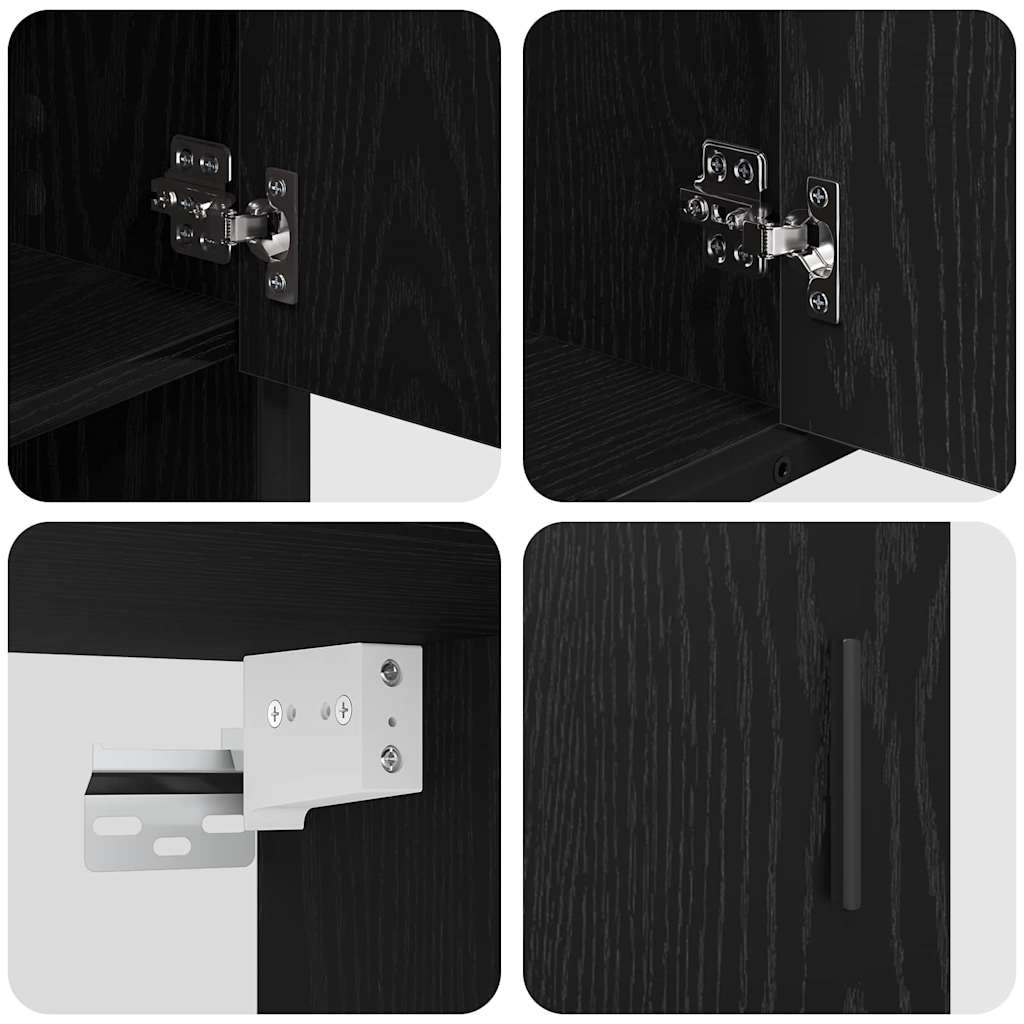 Set di mobili per il bagno 3 pcs Rovere Nero Legno multistrato 3402386