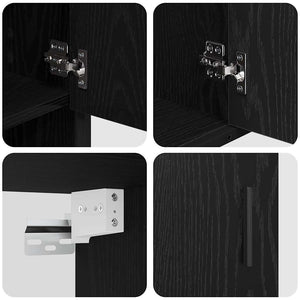 Set di mobili per il bagno 3 pcs Rovere Nero Legno multistrato 3402386
