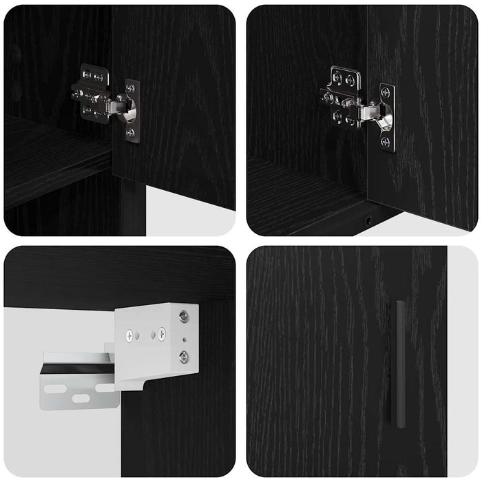 Set di mobili per il bagno 3 pcs Rovere Nero Legno multistrato 3402386