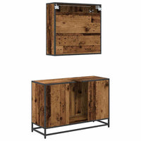 Set di mobili per il bagno con lo scaffale 2 pcs Legno vecchio 3402387