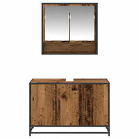 Set di mobili per il bagno con lo scaffale 2 pcs Legno vecchio 3402387