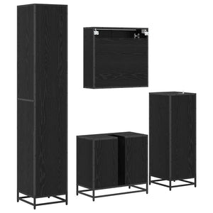 Set di mobili per il bagno 4 pcs Rovere Nero Legno multistrato 3402392