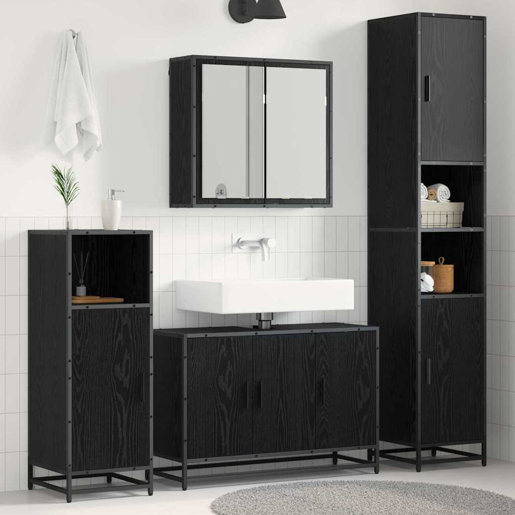 Set di mobili per il bagno 3 pcs Rovere nero 90 x 33 x 60 cm 3402398