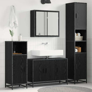 Set di mobili per il bagno 3 pcs Rovere nero 90 x 33 x 60 cm 3402398
