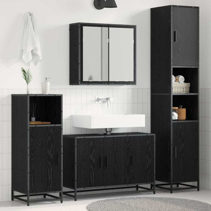 Set di mobili per il bagno 3 pcs Rovere nero 90 x 33 x 60 cm 3402398