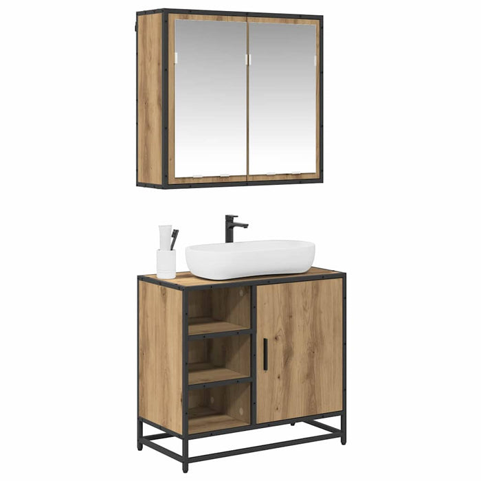 Set di mobili per il bagno con porta 2 pcs rovere artigianale 3402403