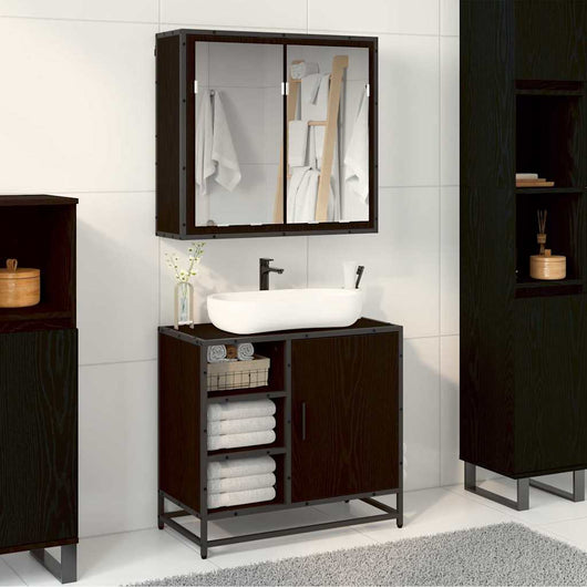 Set di mobili per il bagno 2 pcs Rovere nero 65 x 33 x 60 cm 3402404