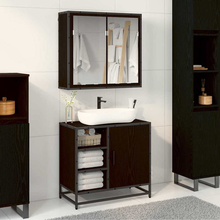 Set di mobili per il bagno 2 pcs Rovere nero 65 x 33 x 60 cm 3402404