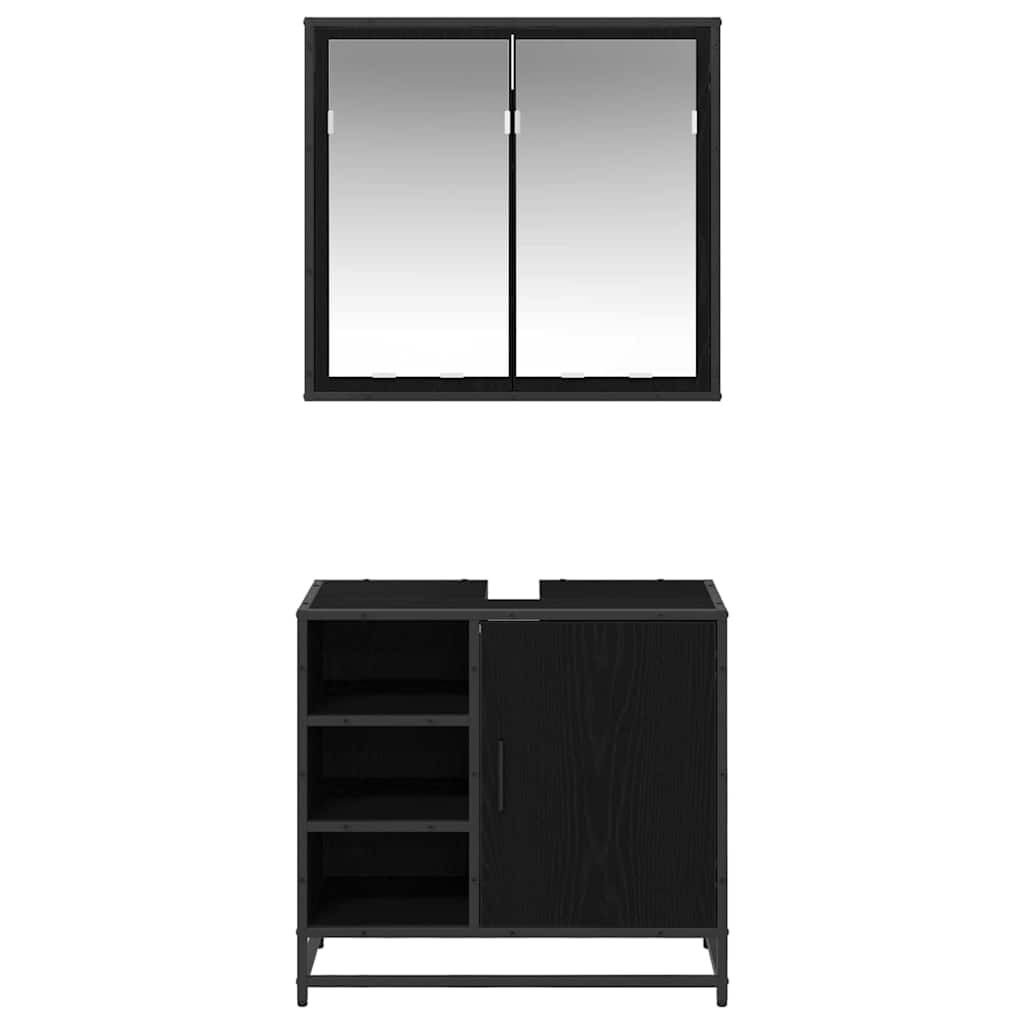 Set di mobili per il bagno 2 pcs Rovere nero 65 x 33 x 60 cm 3402404