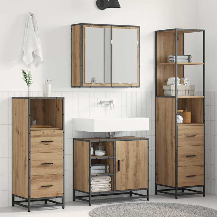 Set di mobili per il bagno con porta 3 pcs rovere artigianale 3402406