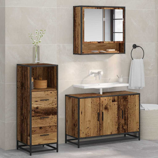 Set di mobili per il bagno 3 pcs Legno vecchio 90 x 33 x 60 cm 3402408