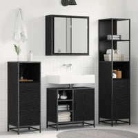 Set di mobili per il bagno 4 pcs Rovere Nero Legno multistrato