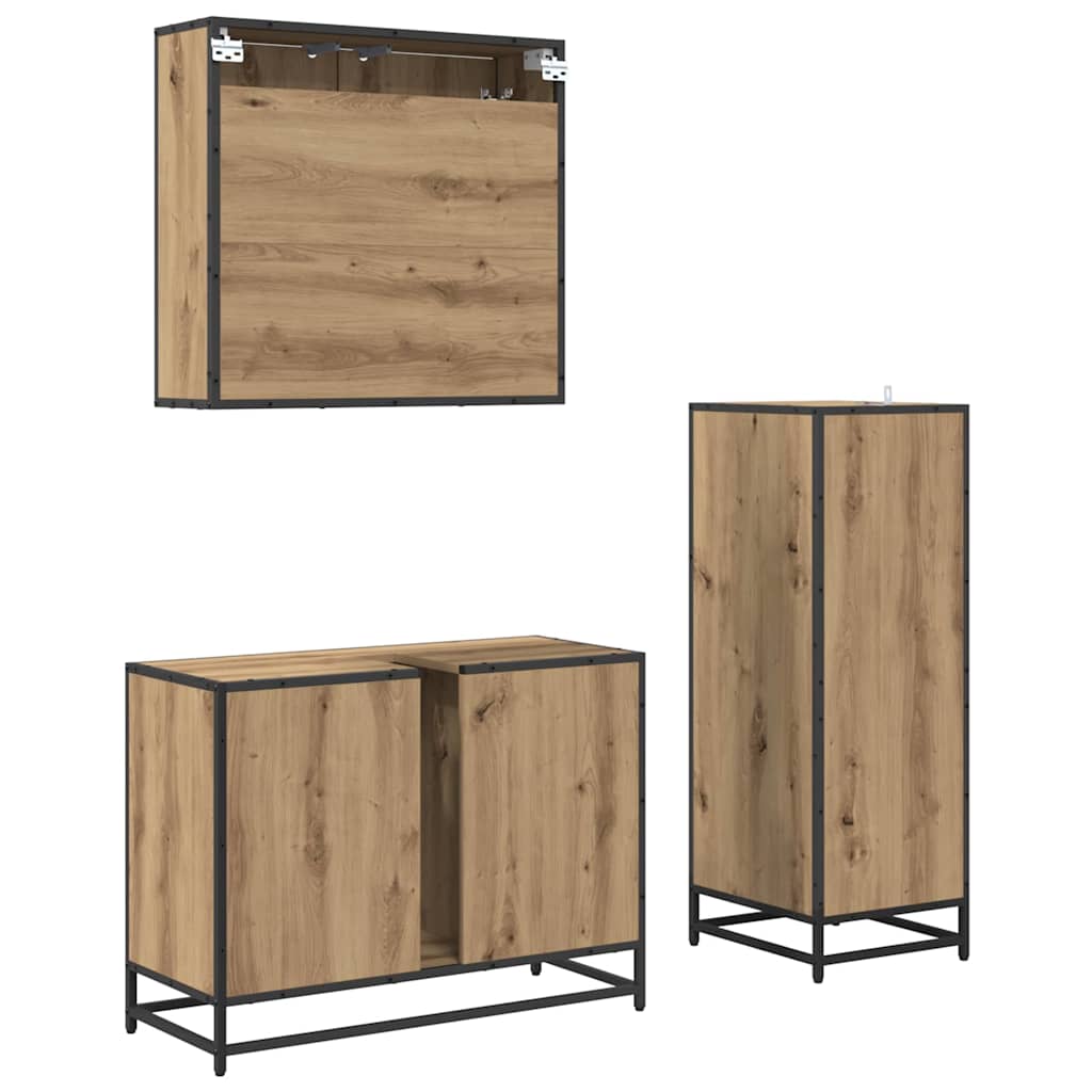 Set di mobili per il bagno con porta 3 pcs rovere artigianale 3402418