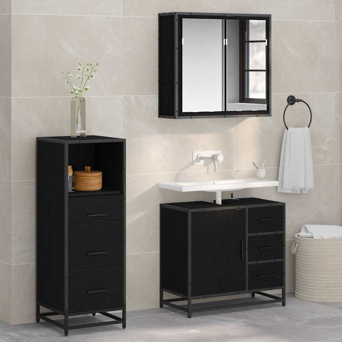 vidaXL Set di mobili per il bagno 3 pcs Rovere nero 35 x 37.5 x 100 cm
