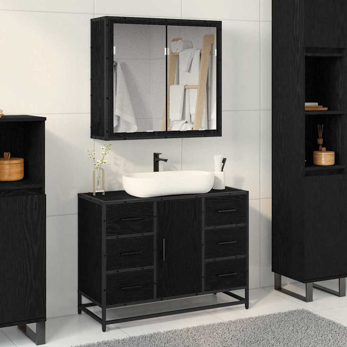 vidaXL Set di mobili per il bagno 2 pcs Rovere nero 80 x 33 x 60 cm