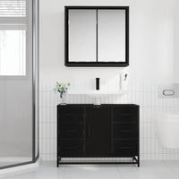vidaXL Set di mobili per il bagno 2 pcs Rovere nero 80 x 33 x 60 cm