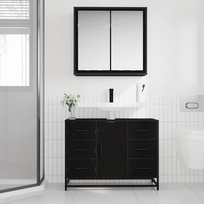vidaXL Set di mobili per il bagno 2 pcs Rovere nero 80 x 33 x 60 cm