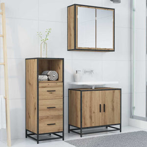 Set di mobili per il bagno con porta 3 pcs rovere artigianale 3402433