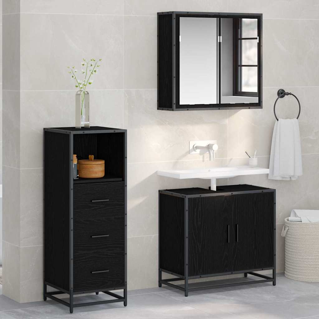 Set di mobili per il bagno 3 pcs Rovere nero 65 x 33 x 60 cm 3402434