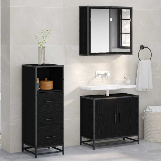 Set di mobili per il bagno 3 pcs Rovere nero 65 x 33 x 60 cm 3402434