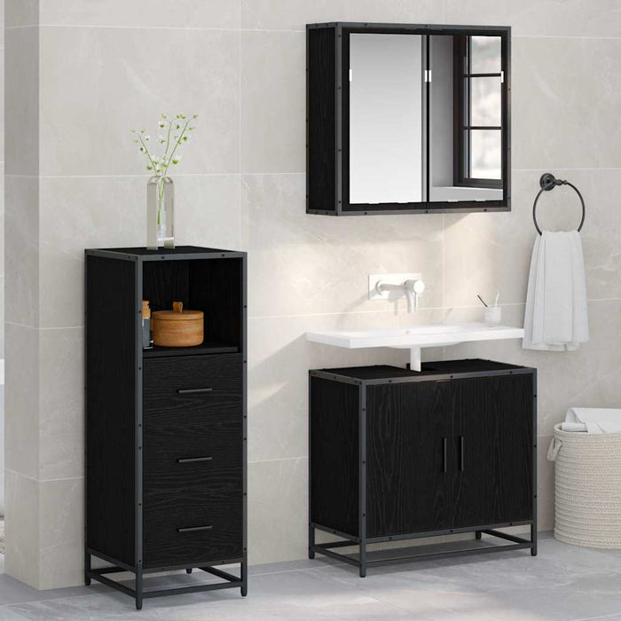 Set di mobili per il bagno 3 pcs Rovere nero 65 x 33 x 60 cm 3402434
