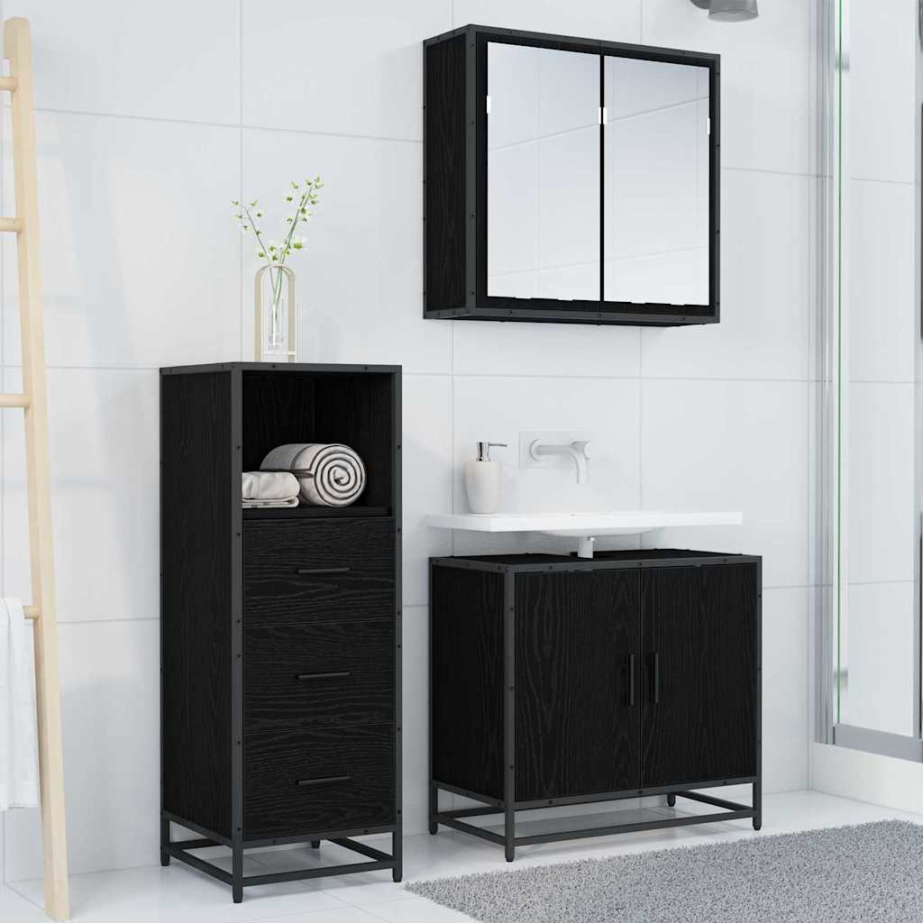 Set di mobili per il bagno 3 pcs Rovere nero 65 x 33 x 60 cm 3402434