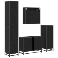 Set di mobili per il bagno 4 pcs Rovere Nero Legno multistrato 3402437