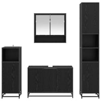 Set di mobili per il bagno 4 pcs Rovere Nero Legno multistrato 3402443