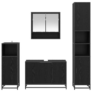 Set di mobili per il bagno 4 pcs Rovere Nero Legno multistrato 3402443