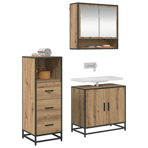 Set di mobili per il bagno con porta 3 pcs rovere artigianale 3402445
