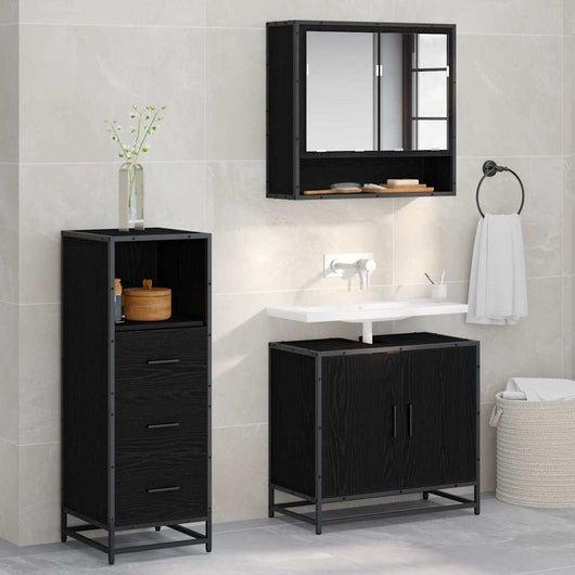 Set di mobili per il bagno 3 pcs Rovere nero 65 x 33 x 60 cm 3402446