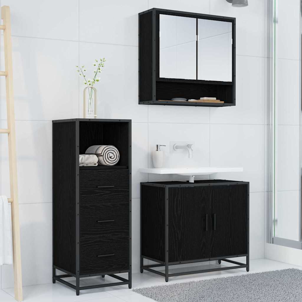 Set di mobili per il bagno 3 pcs Rovere nero 65 x 33 x 60 cm 3402446