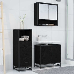 Set di mobili per il bagno 3 pcs Rovere nero 65 x 33 x 60 cm 3402446