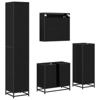 Set di mobili per il bagno con cassetto 4 pcs Rovere nero 3402449