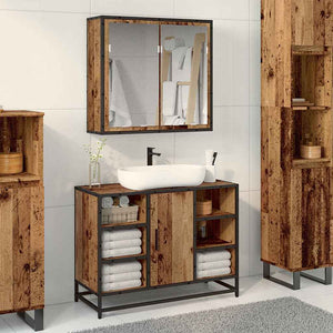 Set di mobili per il bagno 2 pcs Legno vecchio 80 x 33 x 60 cm 3402459