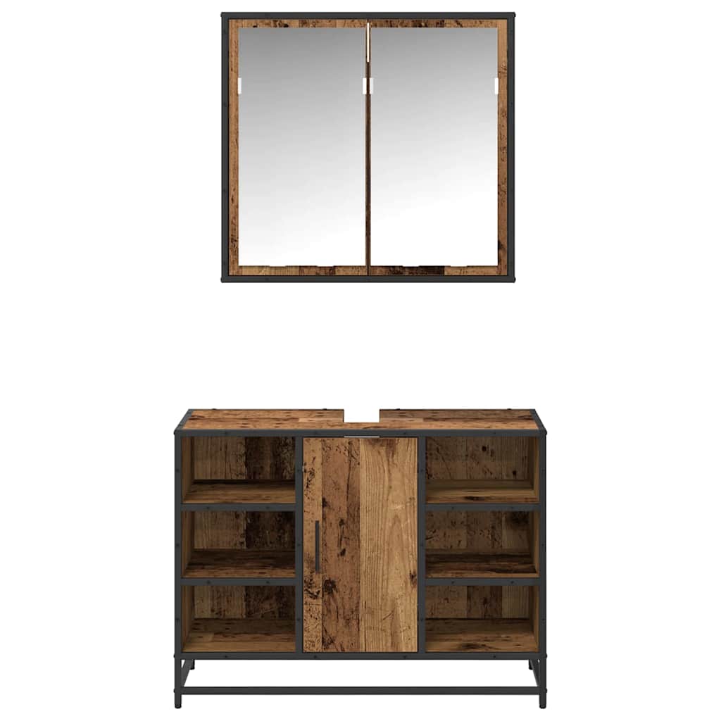 Set di mobili per il bagno 2 pcs Legno vecchio 80 x 33 x 60 cm 3402459