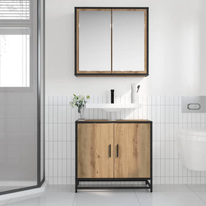 Set di mobili per il bagno con porta 2 pcs rovere artigianale 3402469