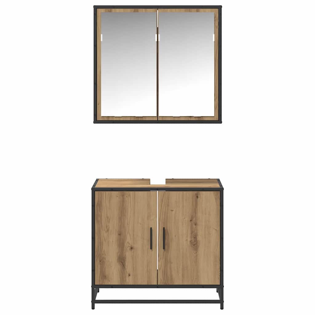 Set di mobili per il bagno con porta 2 pcs rovere artigianale 3402469