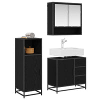 Set di mobili per il bagno 3 pcs Rovere Nero Legno multistrato