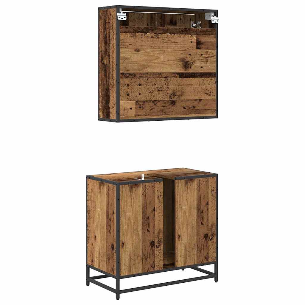 Set di mobili per il bagno con cassetto 2 pcs Legno vecchio 3402506