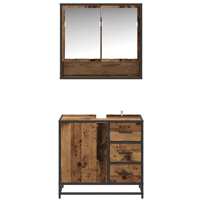 Set di mobili per il bagno con cassetto 2 pcs Legno vecchio 3402506