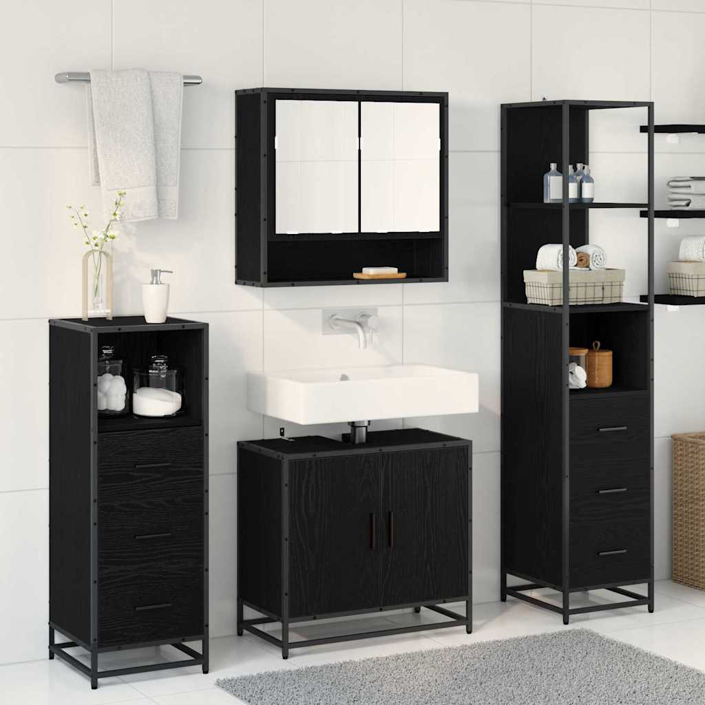 Set di mobili per il bagno 4 pcs Rovere nero 65 x 33 x 60 cm 3402511