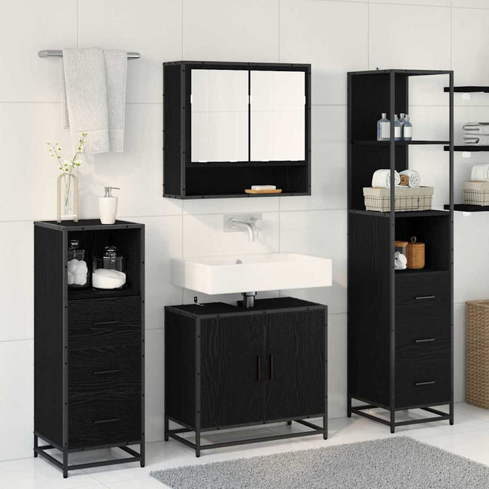 Set di mobili per il bagno 4 pcs Rovere nero 65 x 33 x 60 cm 3402511