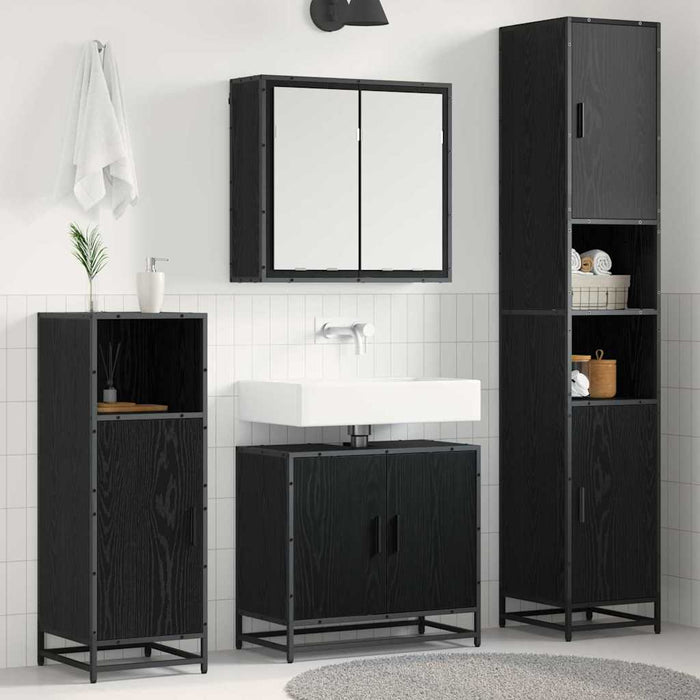 Set di mobili per il bagno 4 pcs Rovere nero 65 x 33 x 60 cm 3402514