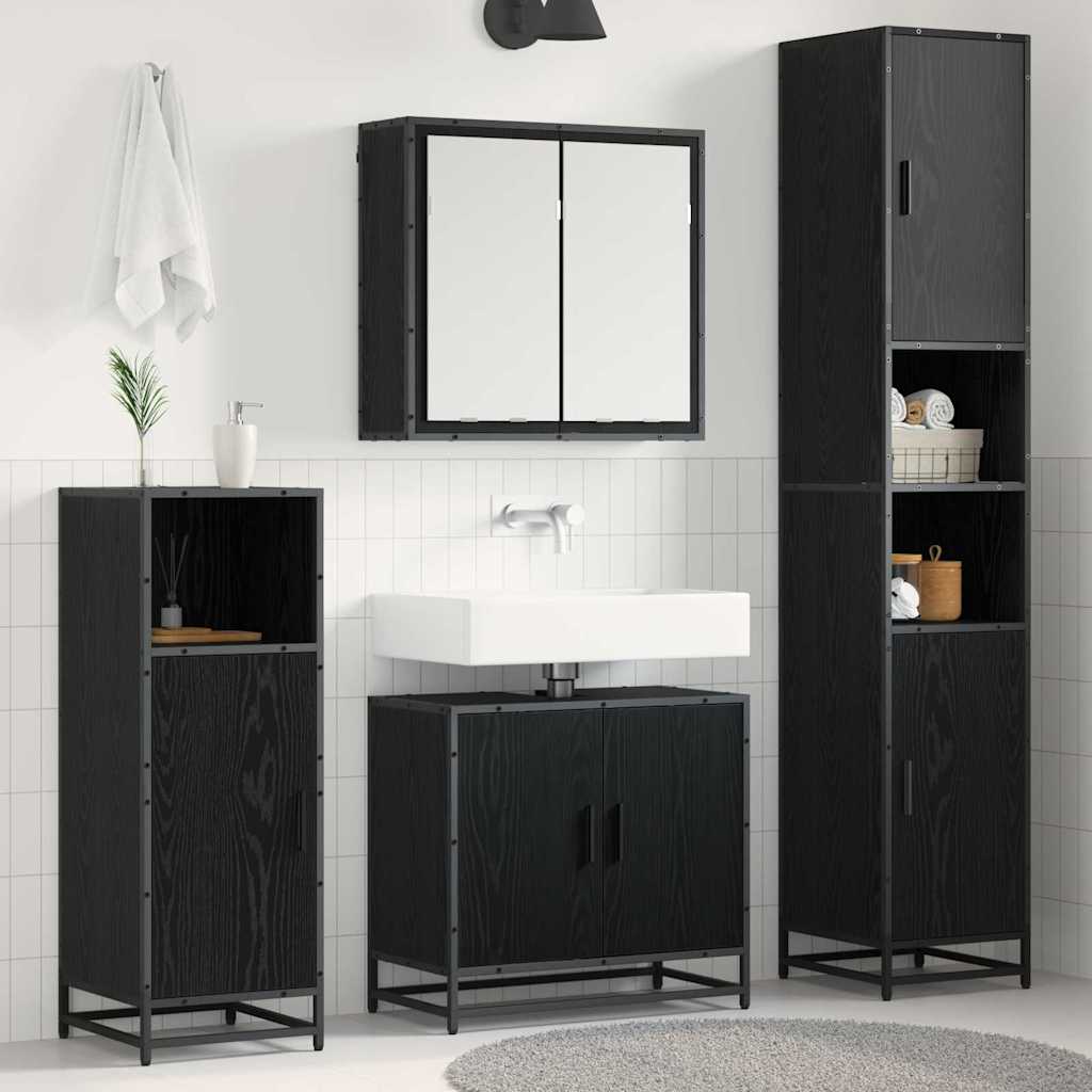 Set di mobili per il bagno 3 pcs Rovere nero 65 x 33 x 60 cm 3402517