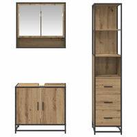 Set di mobili per il bagno con porta 3 pcs Rovere artigianale 3402519
