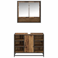 Set di mobili per il bagno con lo scaffale 2 pcs Legno vecchio 3402527